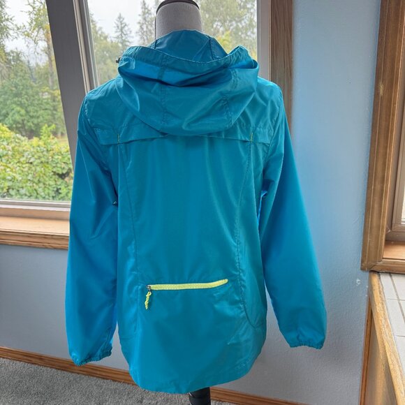 FREE COUNTRY Hooded Lightweight Jacket - Size M - blue & green - like new - Picture 2 of 4